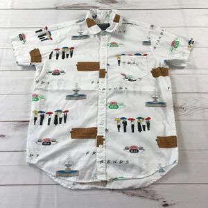 Box Lunch Men Friends Print Button Up White Polo